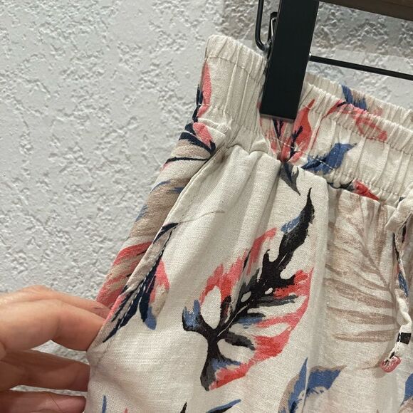 Briggs Elastic Waistband Pants Tan Floral Pattern Size Medium - Picture 7 of 11